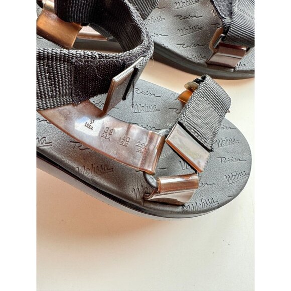 MELISSA x RIDER Papete Black Brown Rubber Webbed Dad Sandals, Size 9/38 - Picture 4 of 15
